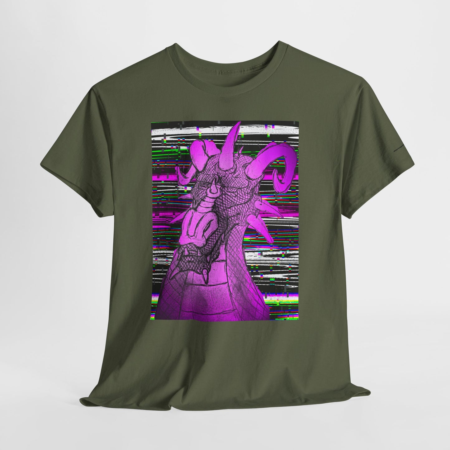 Vaporwave Dragon T-Shirt — Glitch Art Neon Purple Dragon Tee