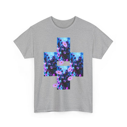 Floral Blue Cross T-Shirt — Vintage Indie Floral Graphic Tee