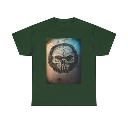 Skull Tee - Feathered Skull Hazy Border Design