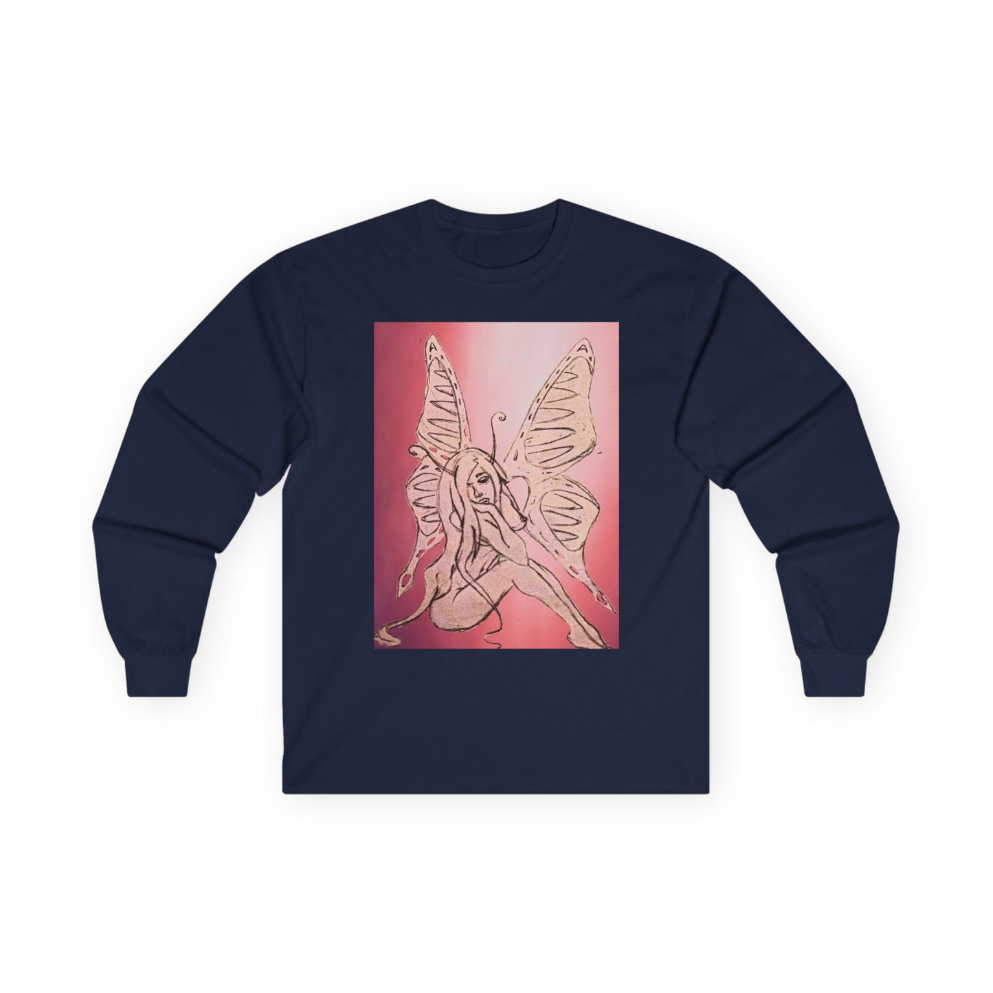 Butterfly Fairy Long Sleeve Tee — Ethereal Pink Graphic Shirt