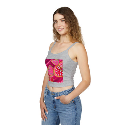 Valentine's Day Heart Print Tank Top, Cute Summer Top, Women's Spaghetti Strap Shirt, Fun Gift for Her, Sweetheart Gift