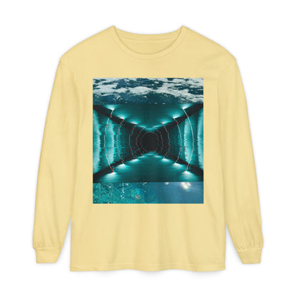 Abstract Fluid Unisex Garment-dyed Long Sleeve T-Shirt