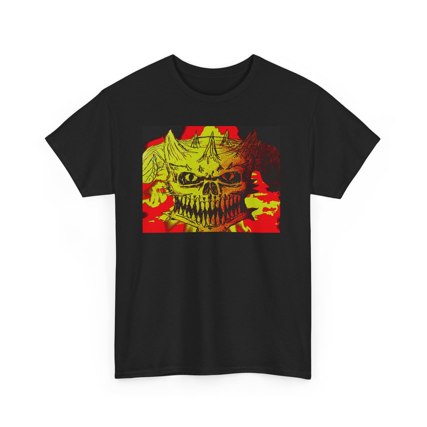 Skull Flame Graphic Tee — Neon Horror Skull T-Shirt