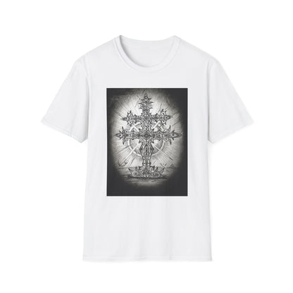 Celtic Cross Graphic Tee, Unisex Softstyle T-Shirt, Spiritual Cross Design Shirt, Casual Wear, Gift for Him/Her