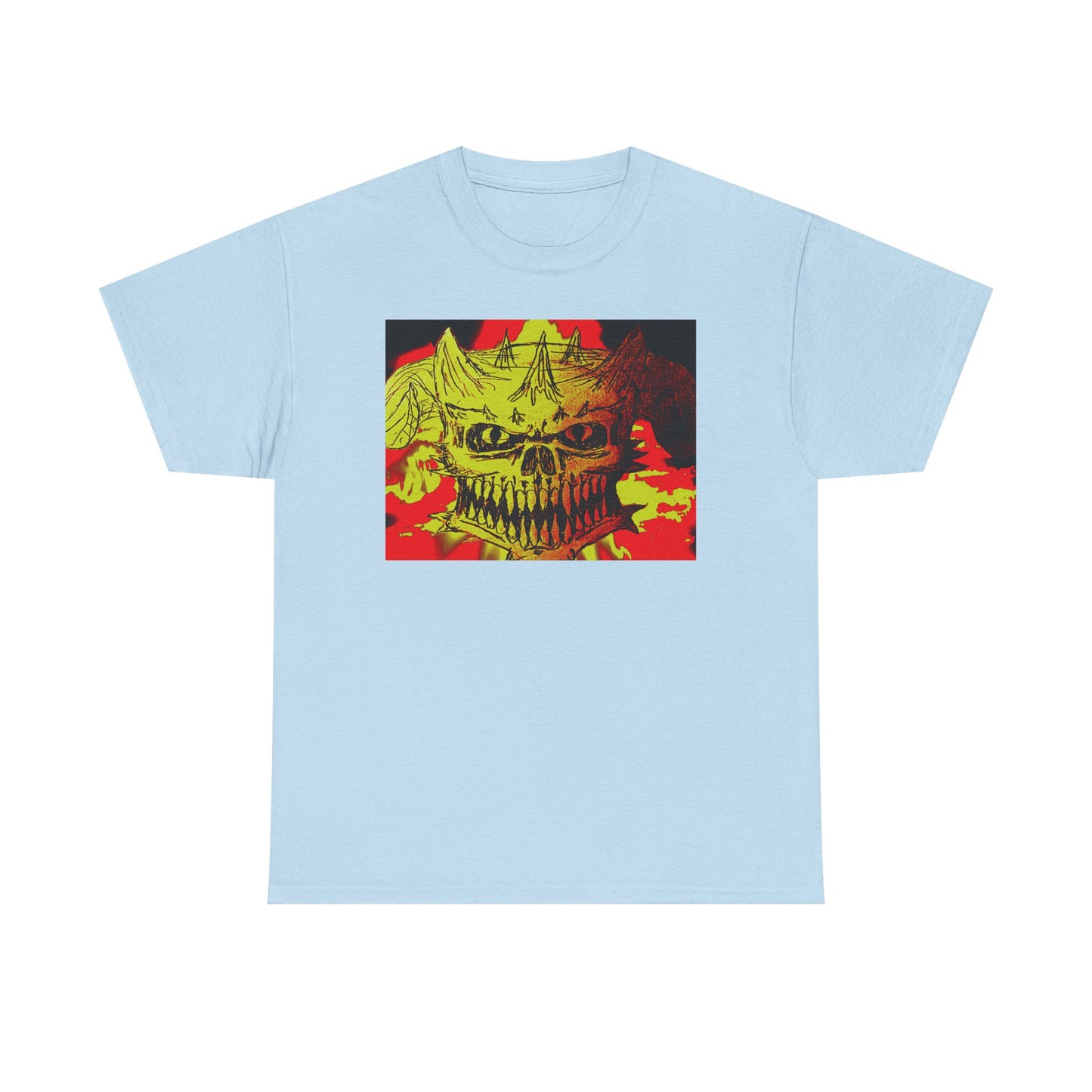 Skull Flame Graphic Tee — Neon Horror Skull T-Shirt