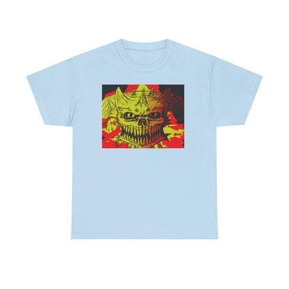 Skull Flame Graphic Tee — Neon Horror Skull T-Shirt