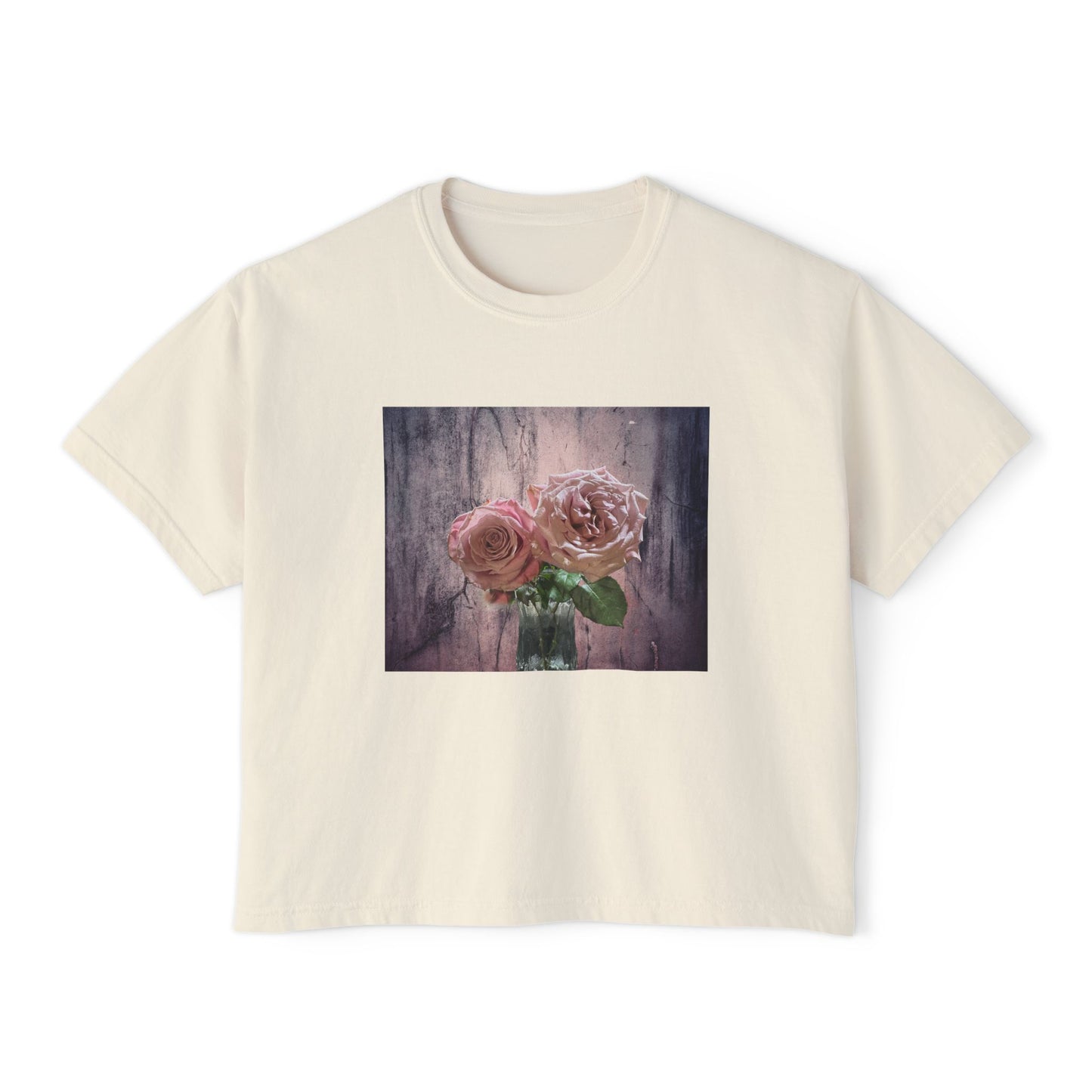 Floral Women's Boxy Tee, Casual Top, Gift for Her, Summer Style, Vintage Bloom Graphic Tee, Everyday Wear