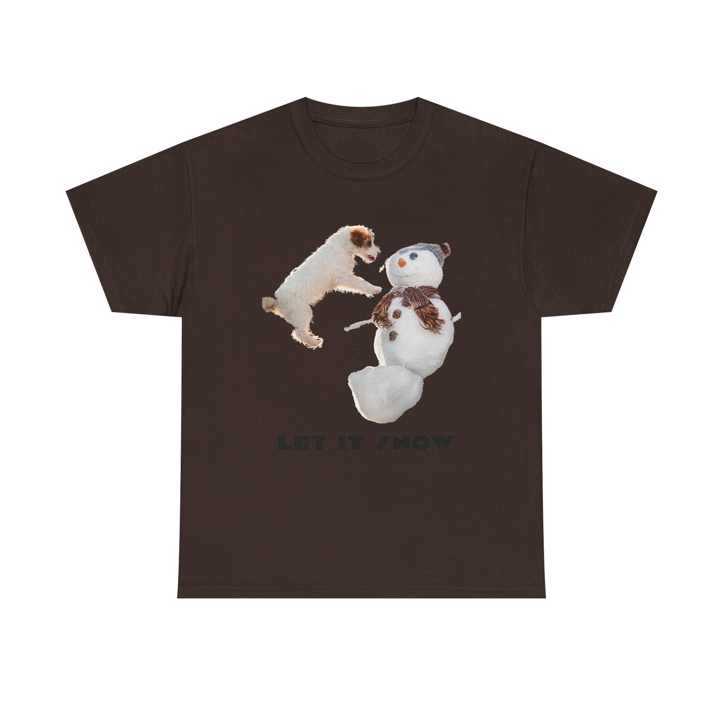 Let It Snow Dog & Snowman Tee — Funny Cute Holiday T-Shirt