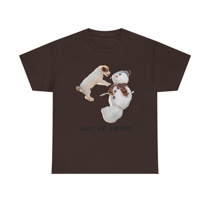 Let It Snow Dog & Snowman Tee — Funny Cute Holiday T-Shirt