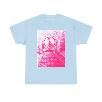 Pink Pyramid Eye Vibrant Artistic Unisex Heavy Cotton Tee | Creative Graphic Tee for Art Lovers, Casual Wear, Gifts, Festival Apparel, Statement Shirt