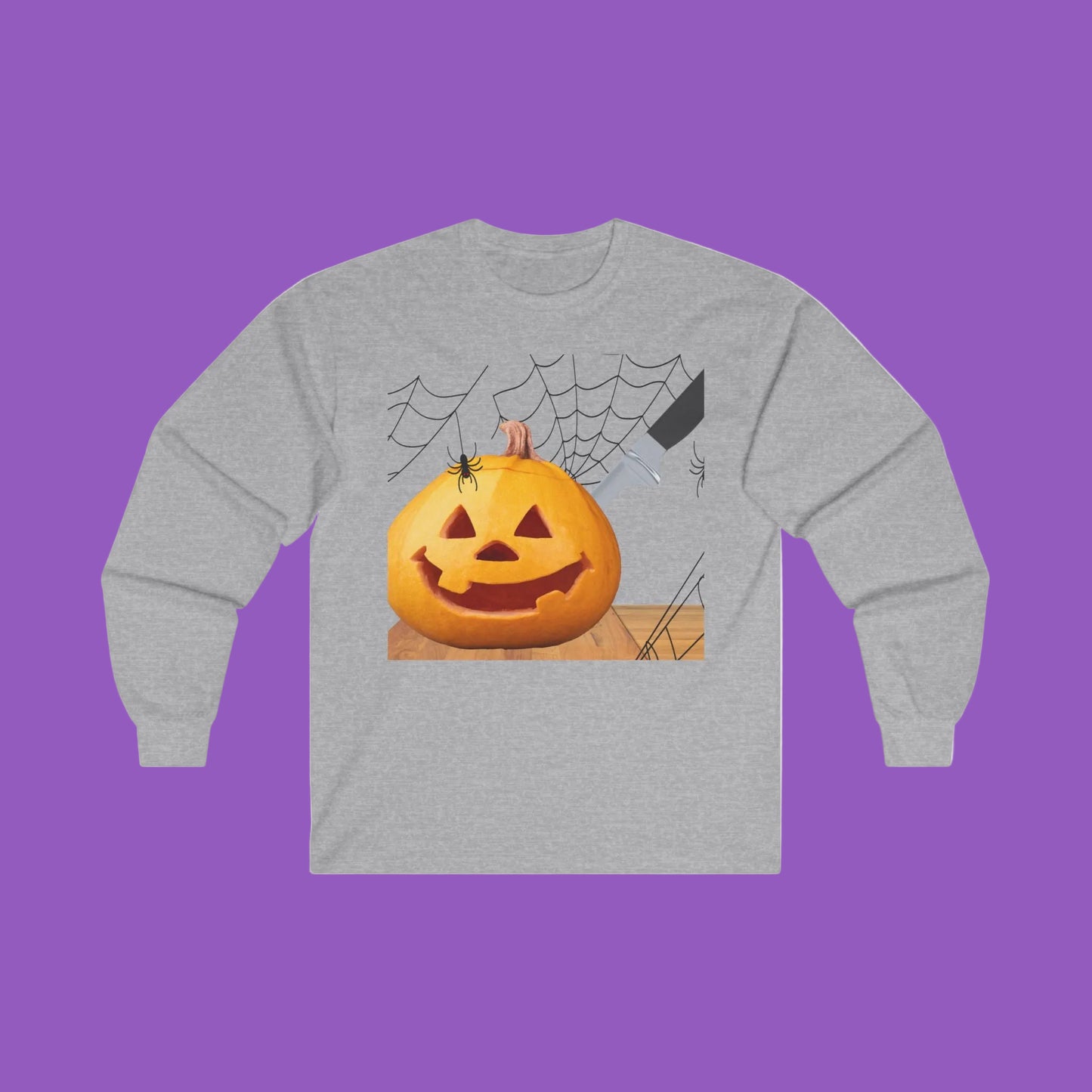 Spooky Pumpkin Carved Long Sleeved Unisex Ultra Cotton Long Sleeve Tee