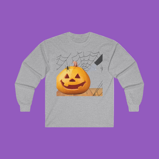 Spooky Pumpkin Carved Long Sleeved Unisex Ultra Cotton Long Sleeve Tee