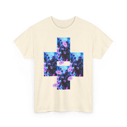Floral Blue Cross T-Shirt — Vintage Indie Floral Graphic Tee