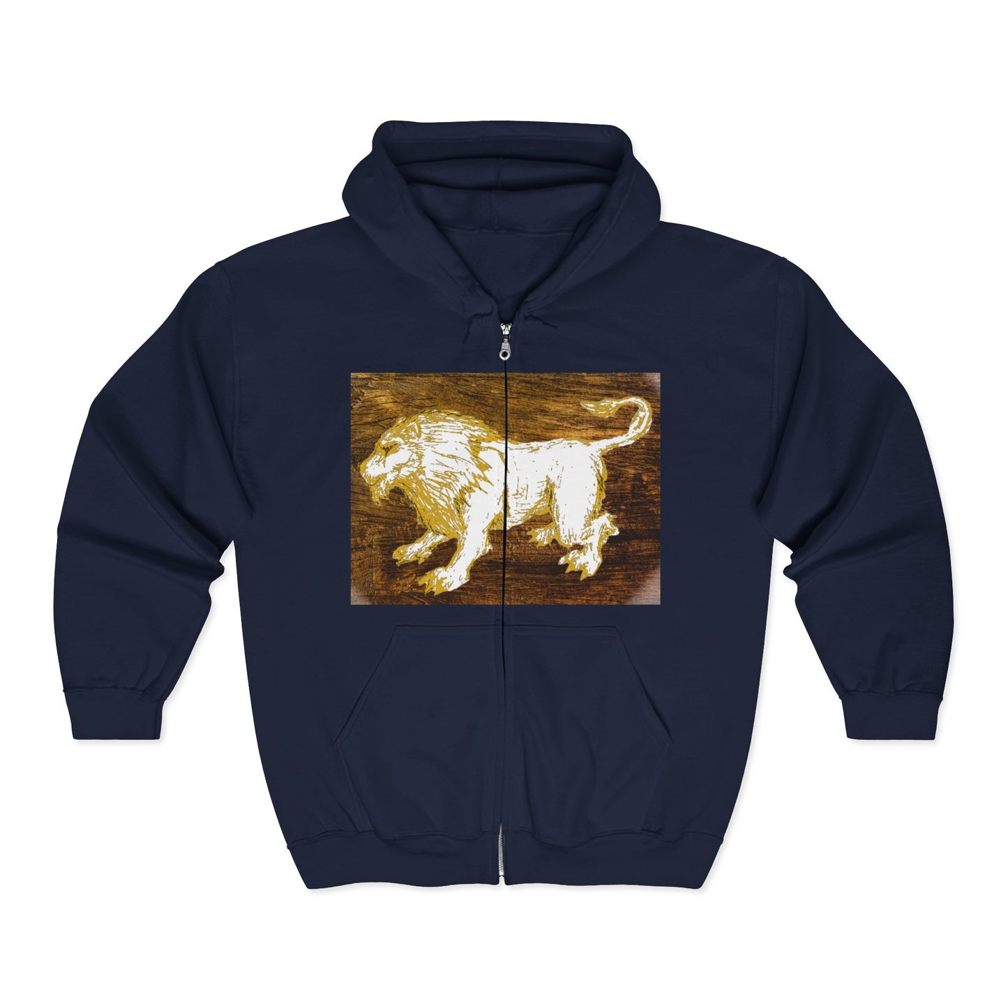 Majestic Lion Zip-Up Sweatshirt - Unisex Full Zip Hoodie, Animal Lover Gift, Warm Outerwear, Birthday, Wildlife Apparel, Adventure Gear