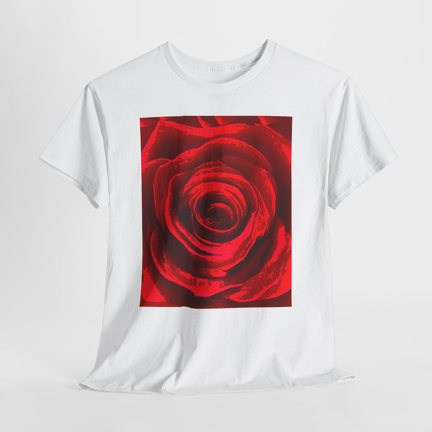 Romantic Rose Unisex Heavy Cotton Tee, Gift for Valentine's Day, Floral Shirt, Casual Wear, Love, Nature Lover Tee