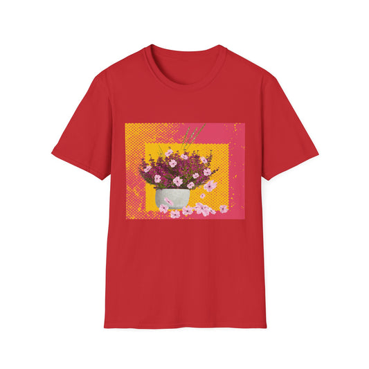 Floral Bouquet Textured Unisex Softstyle T-Shirt, Casual Tee, Gift for Garden Lovers, Spring Fashion, Housewarming Gift, Floral Art