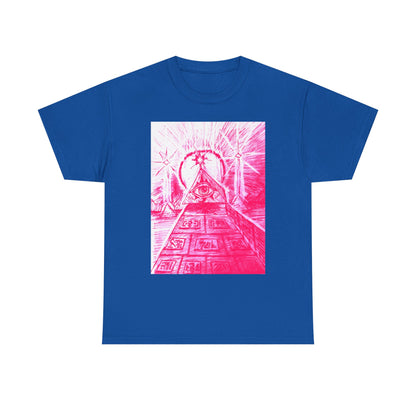Pink Pyramid Eye Vibrant Artistic Unisex Heavy Cotton Tee | Creative Graphic Tee for Art Lovers, Casual Wear, Gifts, Festival Apparel, Statement Shirt