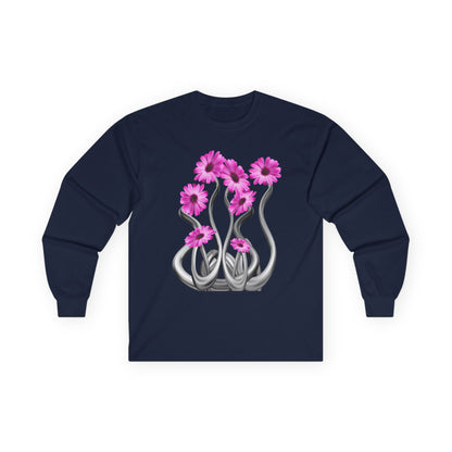 Long Sleeve Tee — Pink Floral Tentacle Garden Graphic