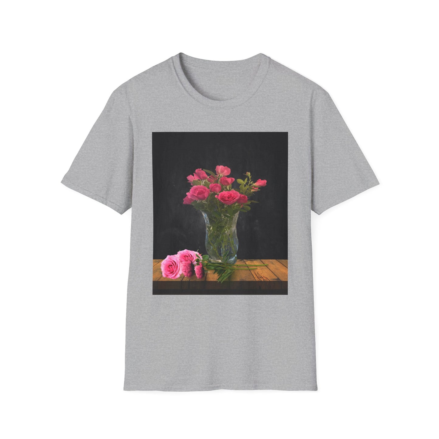 Floral Long Stemmed Red Roses Bouquet T-Shirt, Softstyle Tee Inspired by Nature, Gift for Garden Lovers, Spring/Summer Fashion, Flowers Design