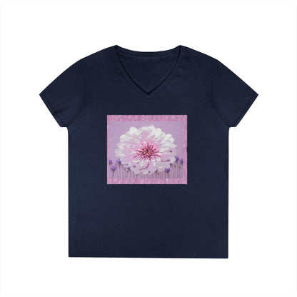 Floral V-Neck Tee — 'Sophie's Saturday' Pink Blossom Graphic