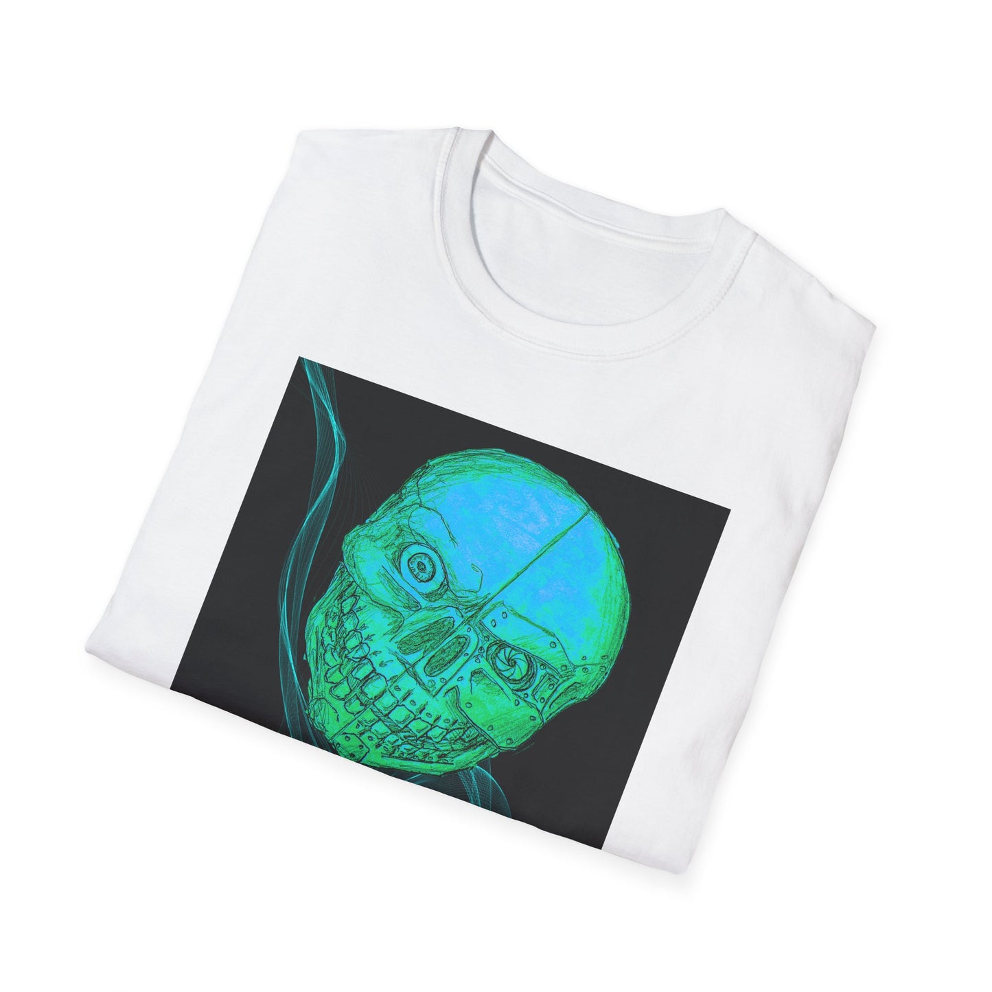 Glow-in-the-Dark floating vibe Skull T-Shirt, Creepy Halloween Tee, Unisex Softstyle Top, Spooky Gift for Teens, Unique Graphic Shirt