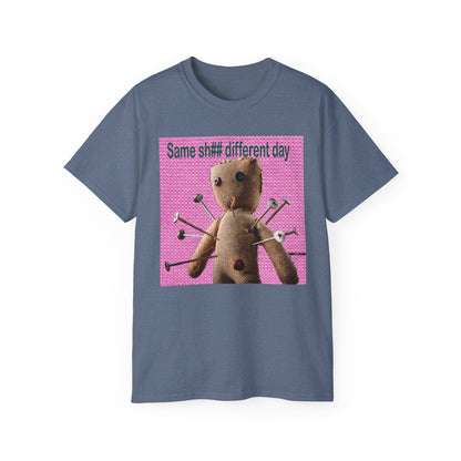Voodoo Doll Humor Tee, Fun Statement T-Shirt for Everyday Wear, Gift for Friends, Casual Style, Quirky Graphic Shirt, Perfect for Parties