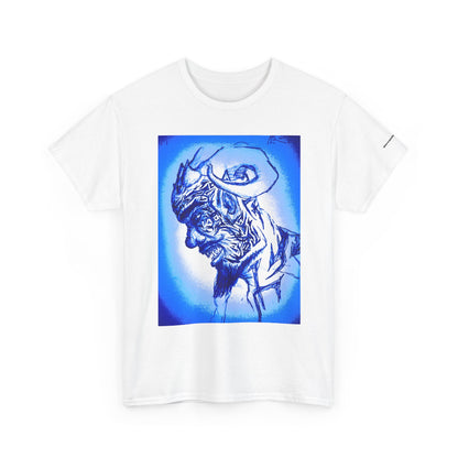 Blue Surreal Demon Horned Halo Portrait Tee