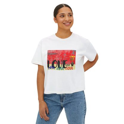 Colorful Love Boxy Tee, Women's Love T-Shirt, Casual Everyday Wear, Gift for Her, Summer Fashion Piece