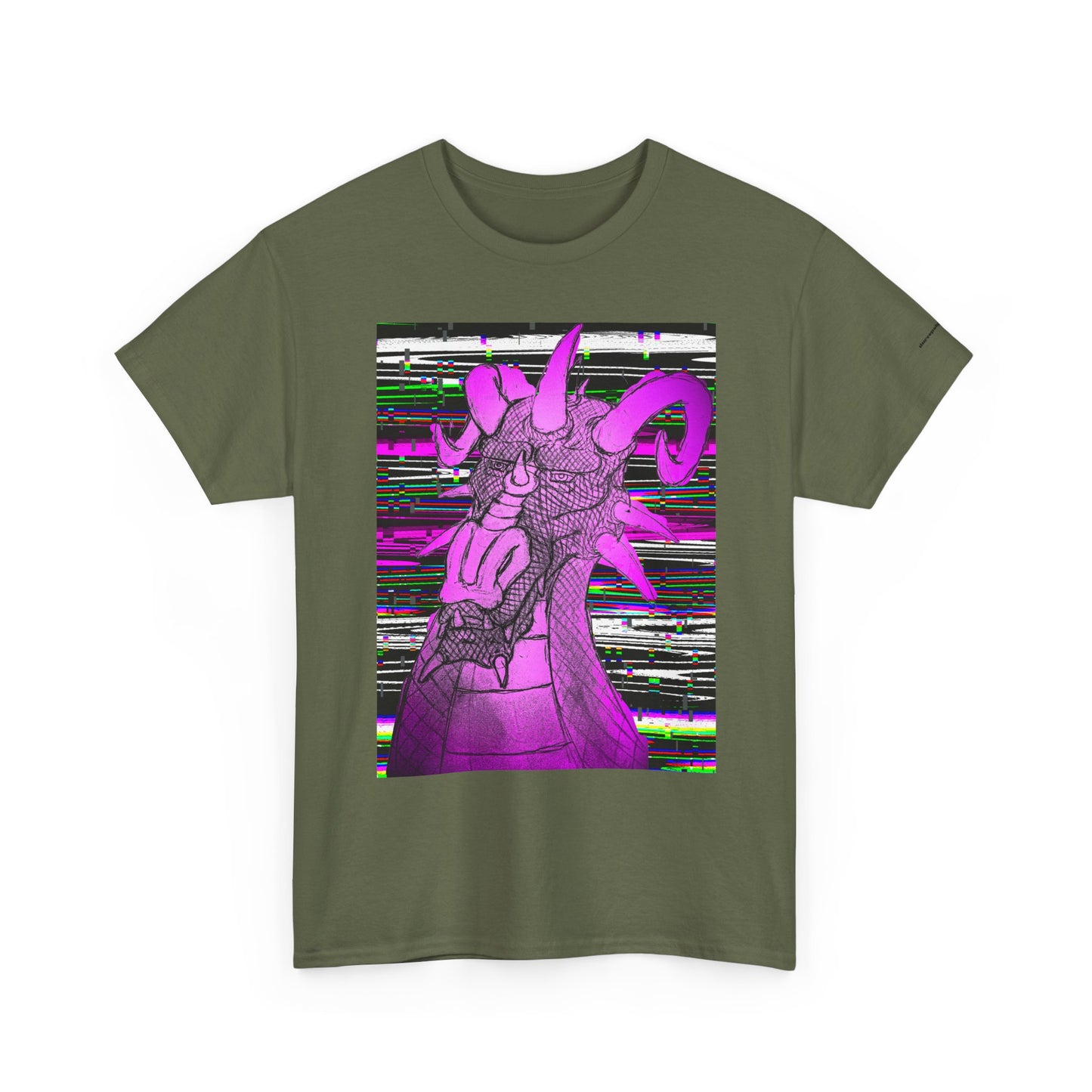 Vaporwave Dragon T-Shirt — Glitch Art Neon Purple Dragon Tee