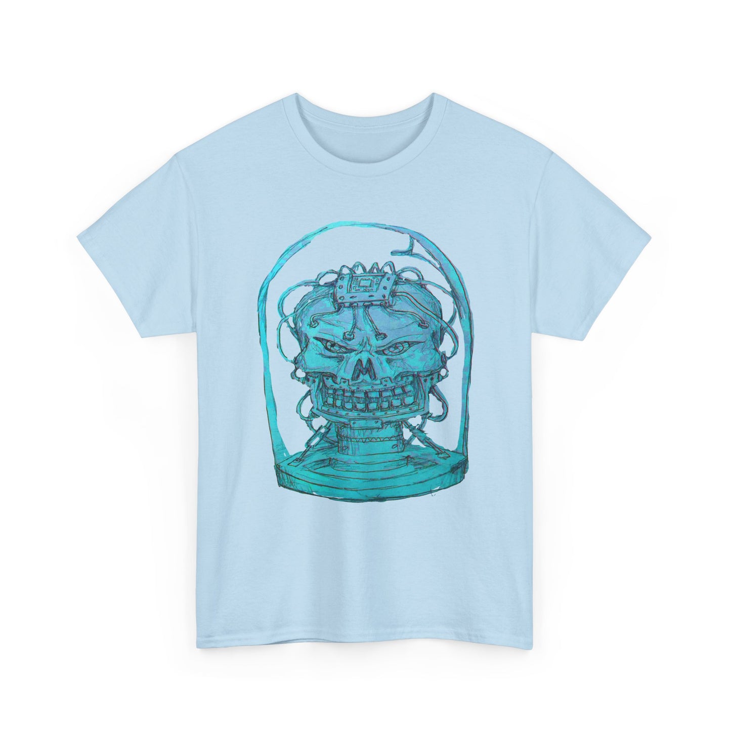 Vibrant Turquoise skull original design Unisex Heavy Cotton Tee