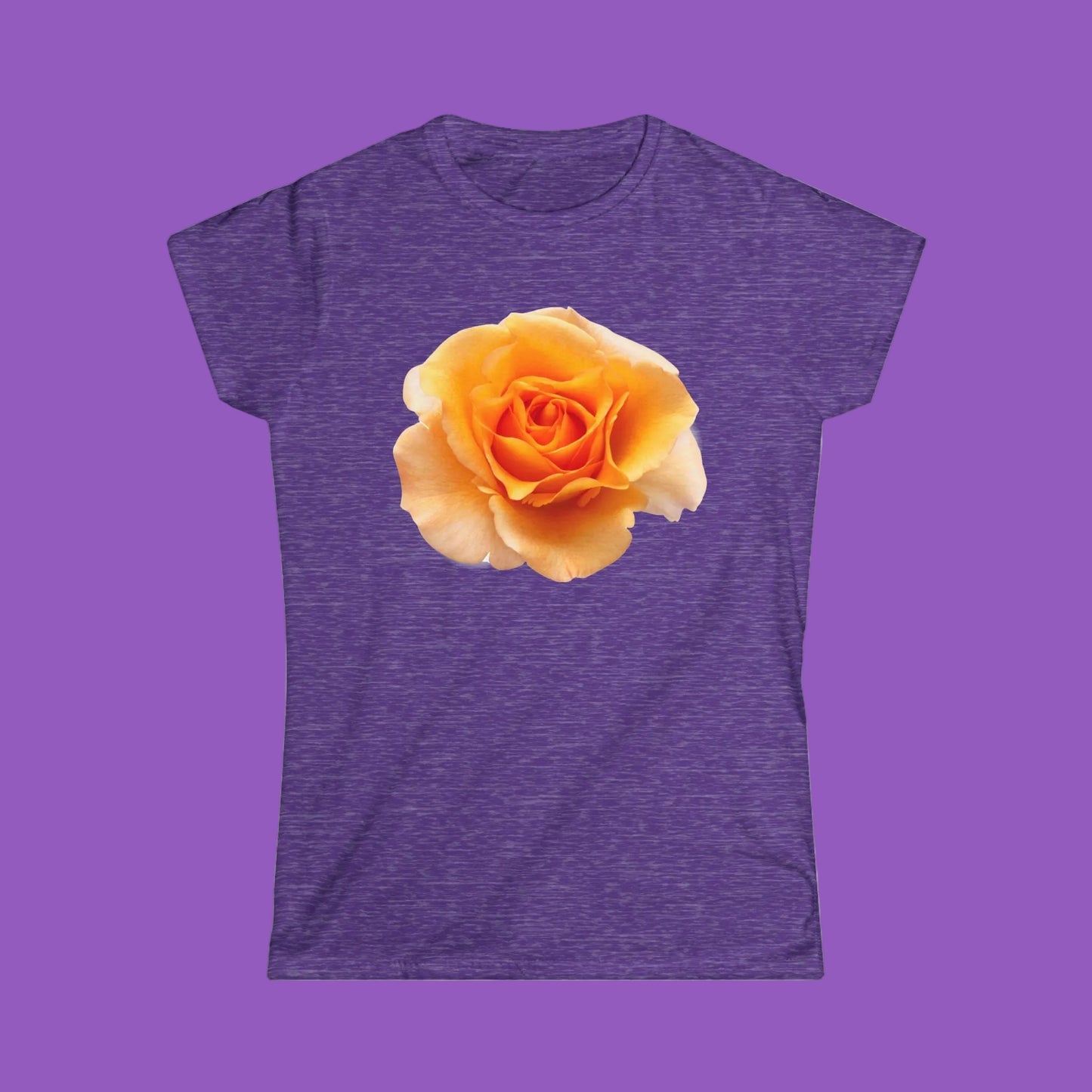 Single Peach Rose Floral T-Shirt - Softstyle Tee