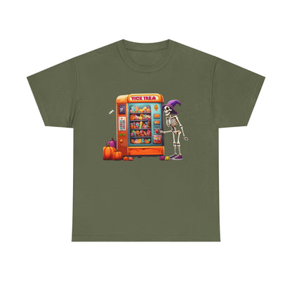 Halloween Skeleton Vending Machine Tee | Unisex Heavy Cotton T-Shirt, Spooky Shirt, Fall Fashion, Trick or Treat Top, Halloween Costume