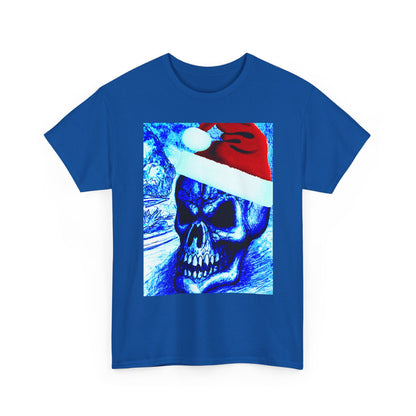 Christmas Skull Tee — Blue Santa Skull Holiday T-Shirt