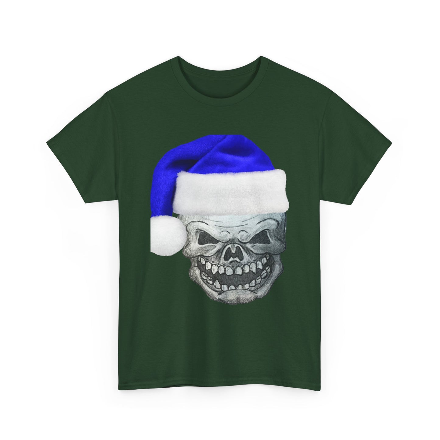 Skull in Blue Santa Hat T-Shirt
