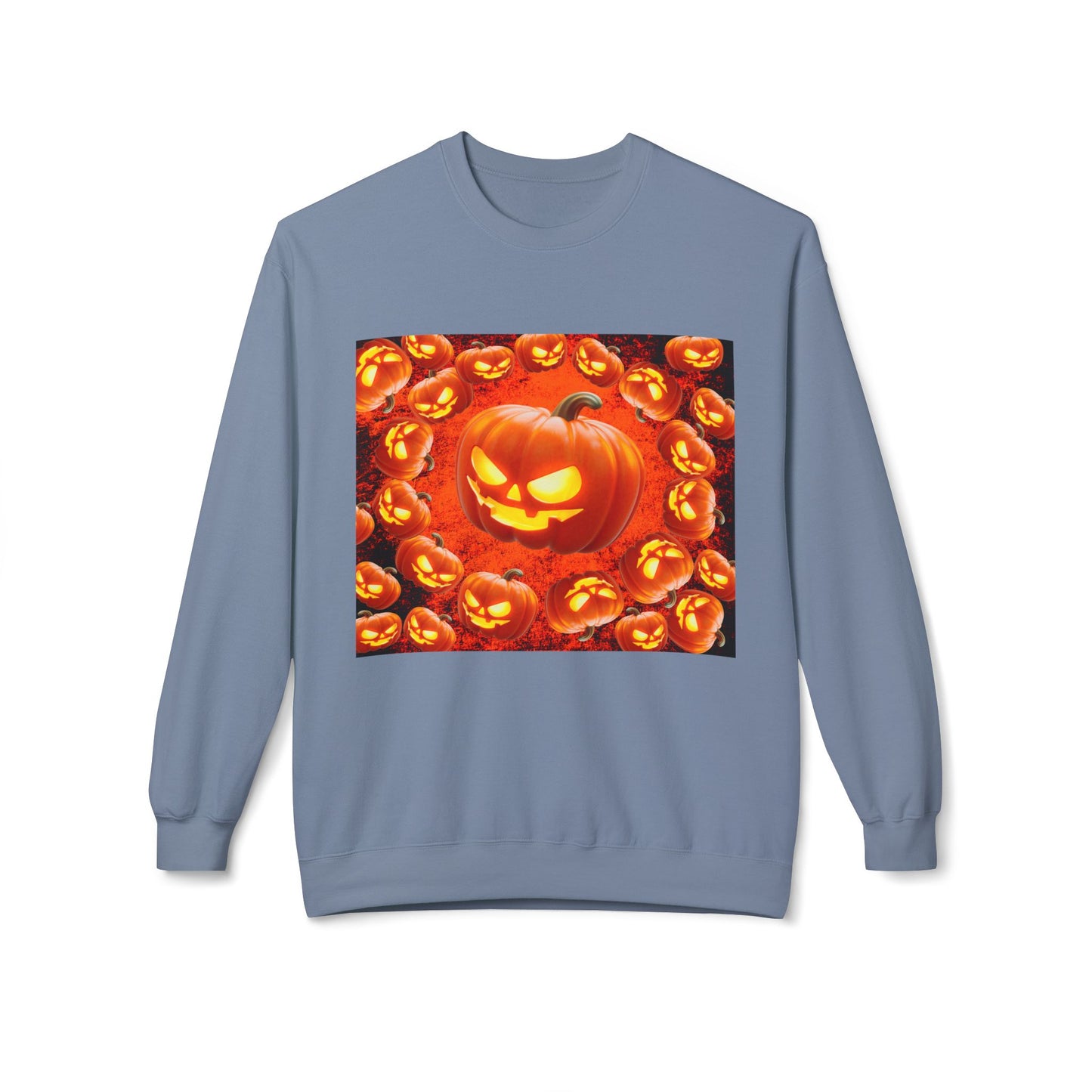 Halloween Pumpkin Planet Crewneck Sweatshirt, Cozy Unisex Fleece, Fall Fashion, Spooky Vibes, Seasonal Sweatshirt, Perfect for Autumn