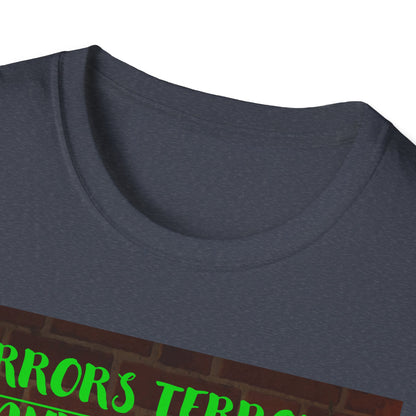 Halloween T-Shirt with Scary Pumpkins and string lights - Horror, Terrors and Scares Oh No
