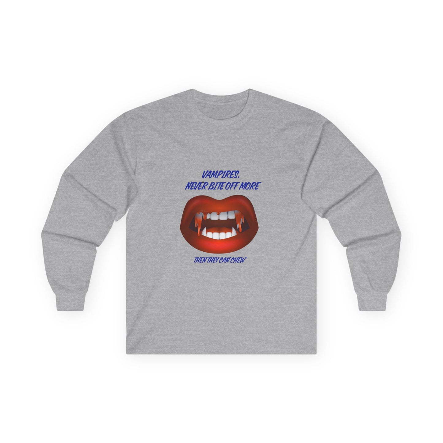 Vampire Humor Long Sleeve Tee, Unisex Halloween T-Shirt, Spooky Party, Funny Gift, Graphic Tee for Vampire Lovers, Casual Wear