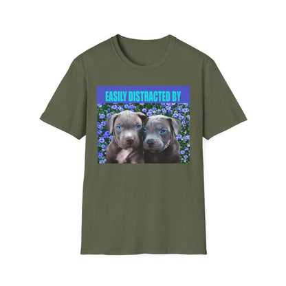 Easily Distracted by Puppies Cute Dog Lover T-Shirt, Easily Distracted by Dogs Tee, Perfect Gift for Pet Owners, Animal Lover Apparel, Casual Everyday Wear