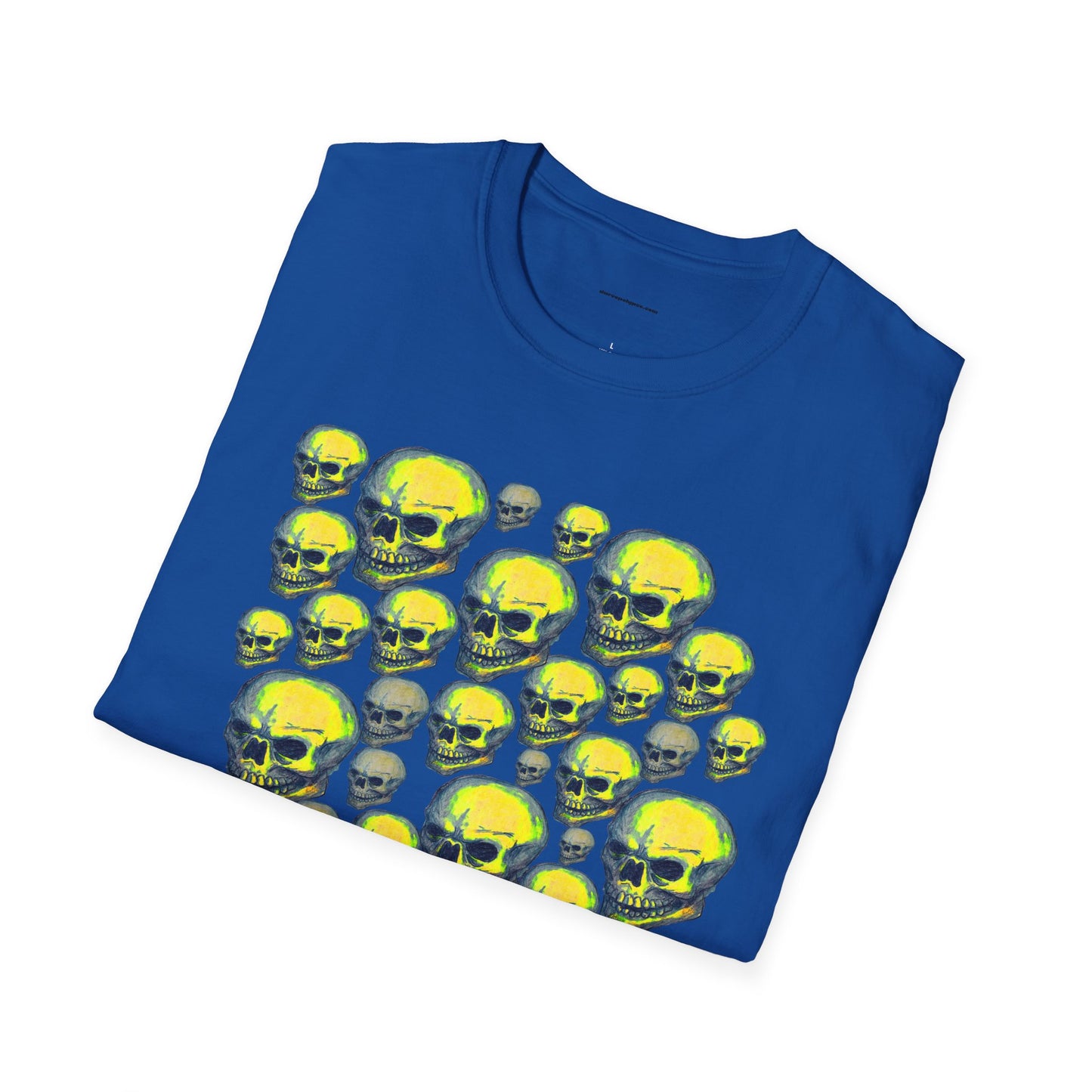 Neon Skull Cluster T-Shirt — Retro Grunge Graphic Tee for Halloween & Streetwear