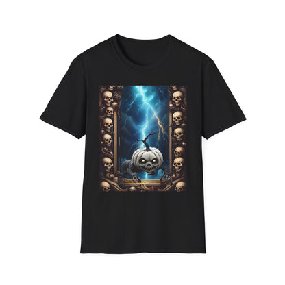 Spooky Skull Pumpkin Crawls from Frame T-Shirt, Halloween Shirt, Unisex Graphic Tee, Casual Halloween Wear, Fall Fashion