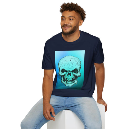 Skull Graphic  Bright Colored Unisex Softstyle T-Shirt, Edgy Tee, Casual Wear, Festival Apparel, Gift for Horror Fans, Halloween Clothing