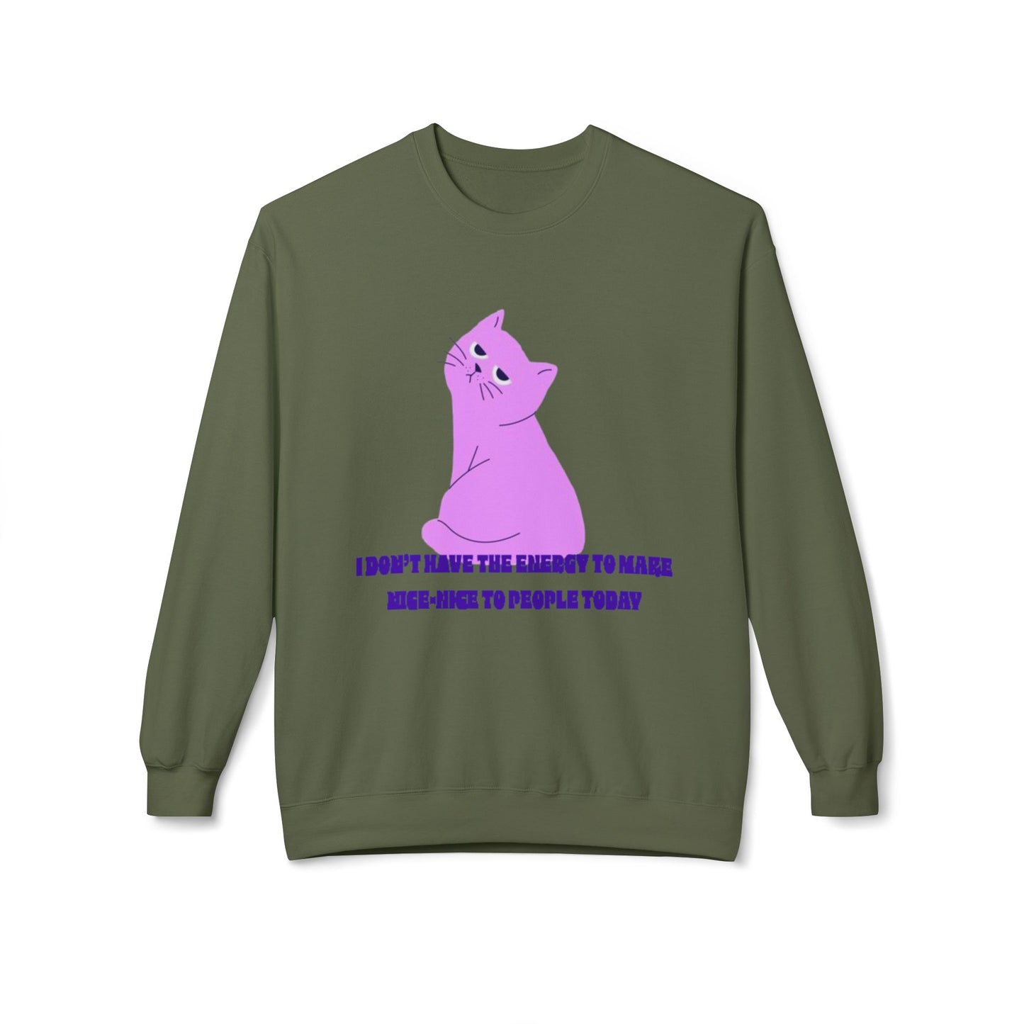 Cat Energy Sweatshirt, Cozy Unisex Crewneck, Funny Cat Lover Gift, Relaxed Fit Pullover, Perfect for Cat Lovers and Introverts