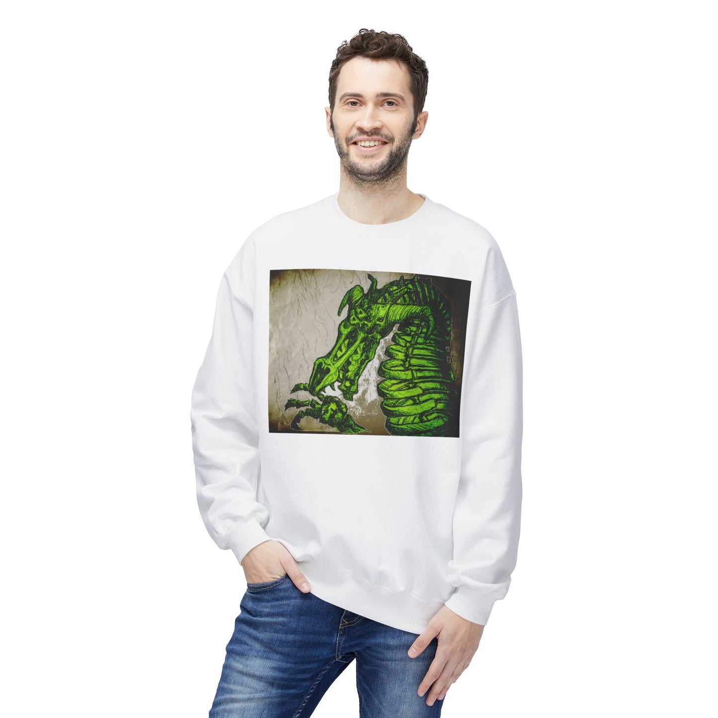 Vintage Green Dragon Unisex Midweight Softstyle Fleece Crewneck Sweatshirt