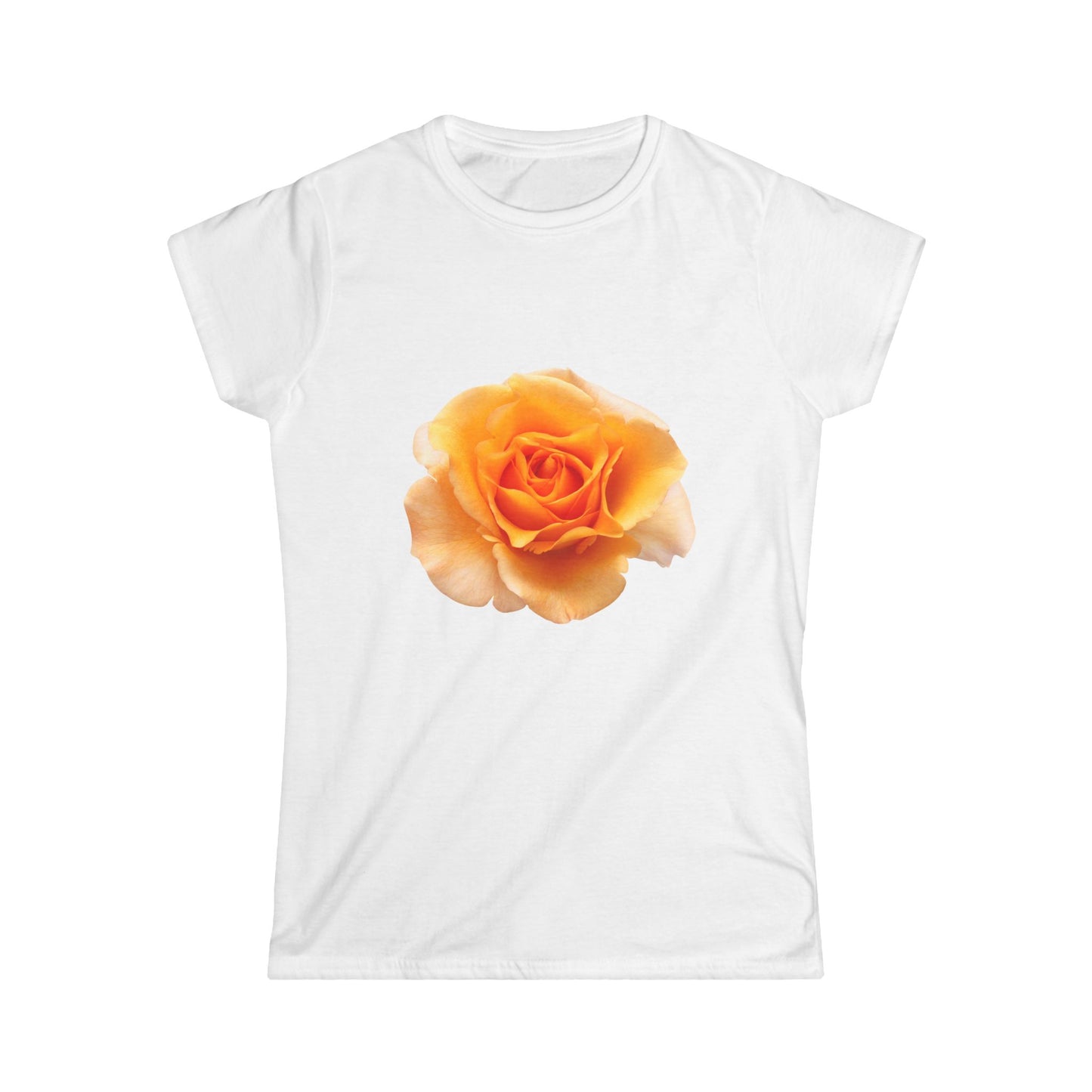 Women's Single Peach Rose Floral T-Shirt - Softstyle Tee with Delicate Yellow Rose, Perfect for Spring Outings, Mother’s Day Gift, Casual Wear, Flower [...]