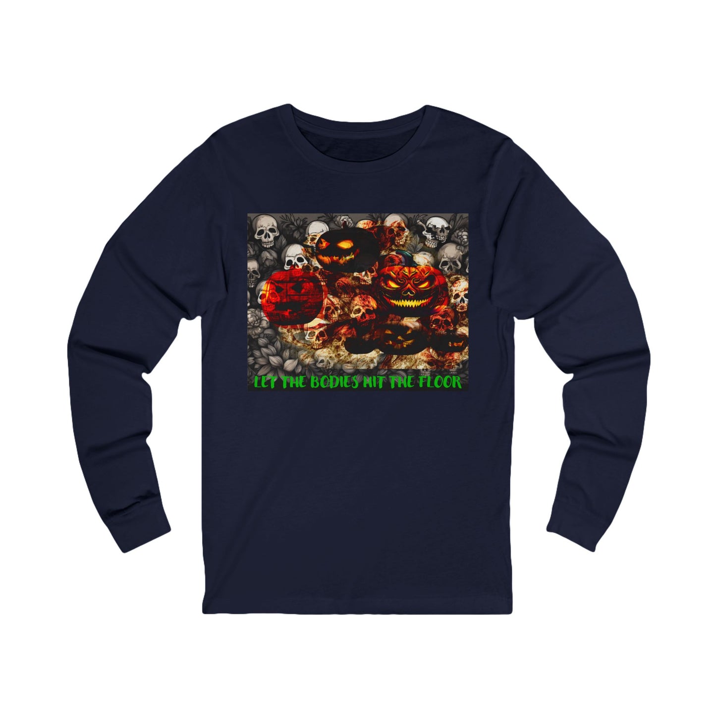 Spooky Halloween Bodies Hit the Floor  Long Sleeve Tee, Perfect for Fall, Costume Parties, and Autumn Gatherings, Unique Graphic Tee, Unisex Apparel