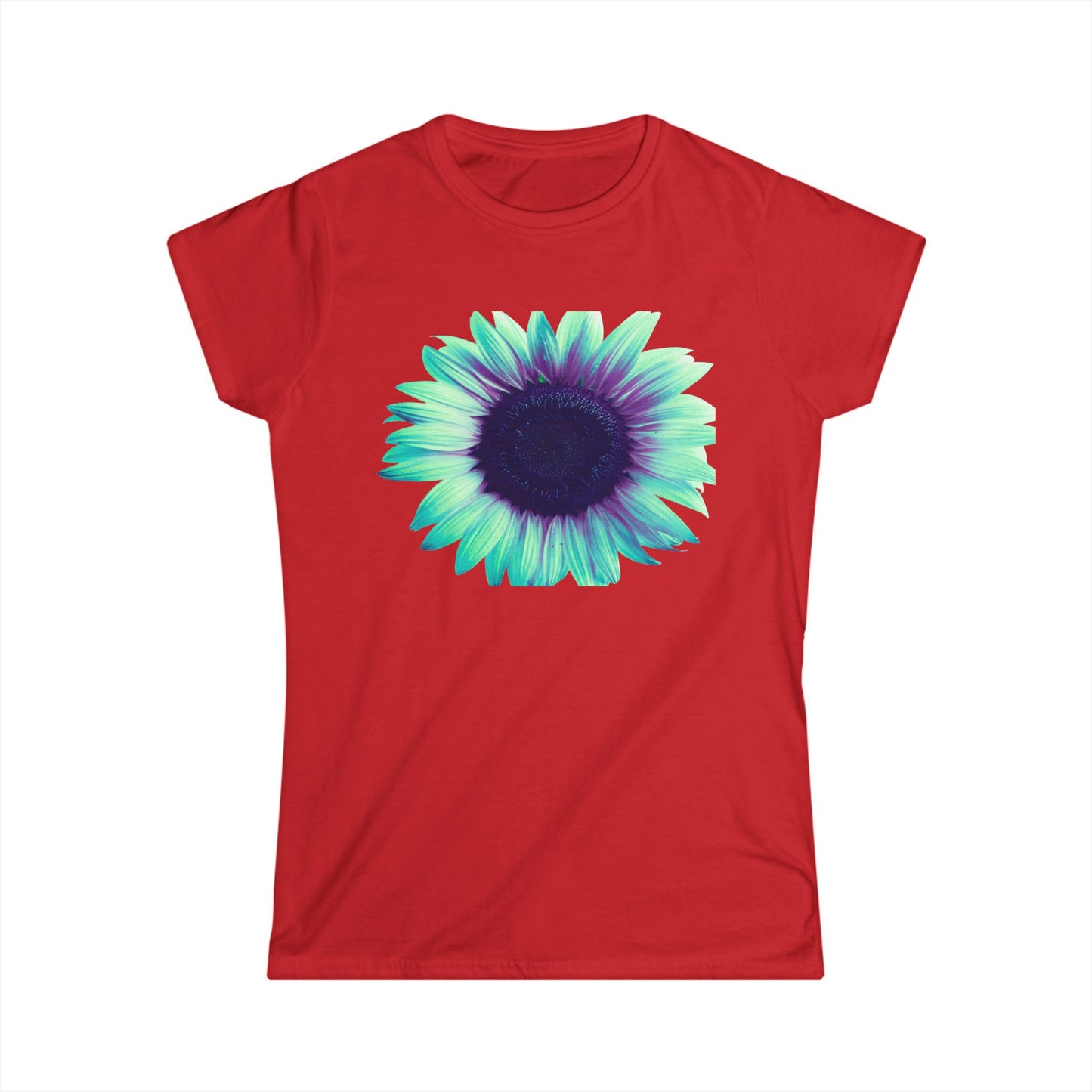 Women’s Tee — Teal & Purple Sunflower Graphic