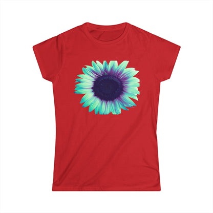 Women’s Tee — Teal & Purple Sunflower Graphic
