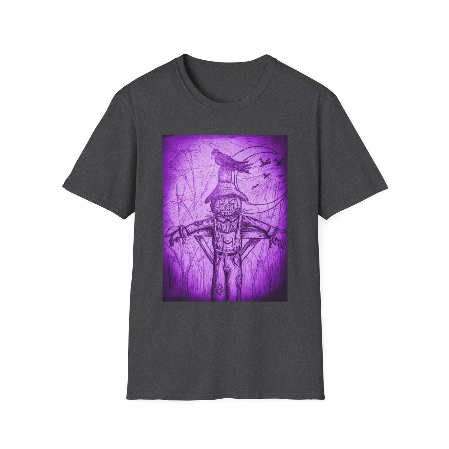Purple Scarecrow Unisex Tee | Softstyle T-Shirt | Gothic Art, Fall Fashion, Halloween Shirt, Casual Wear, Scarecrow Design