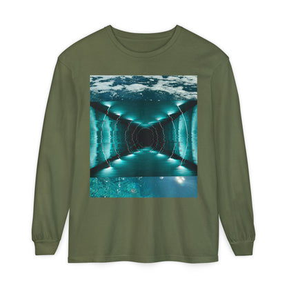 Abstract Fluid Unisex Garment-dyed Long Sleeve T-Shirt
