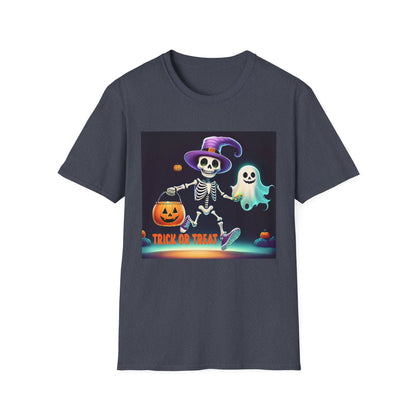 Halloween Skeleton Unisex T-Shirt, Trick or Treat Tee, Spooky Season Apparel, Ghost Theme Shirt, Halloween Costume Top